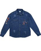 Embroidered Denim Shirt with Vintage Wash Details