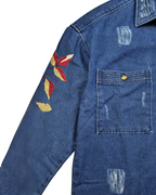Embroidered Denim Shirt with Vintage Wash Details