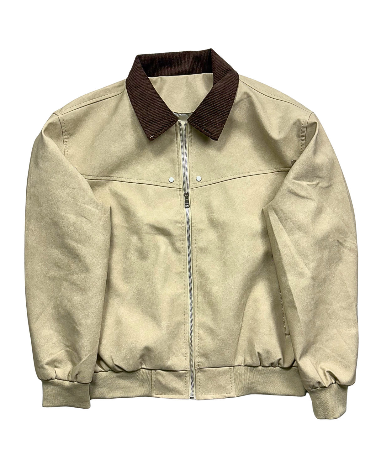 Classic Beige Jacket with Corduroy Collar
