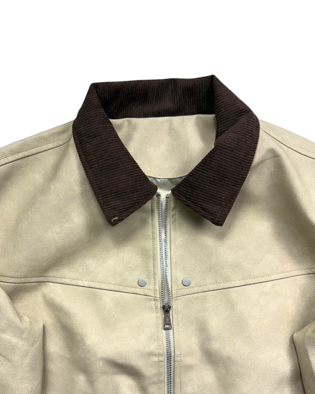 Classic Beige Jacket with Corduroy Collar