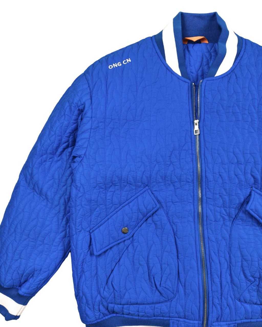 Royal Blue Quilted Bomber Jacket