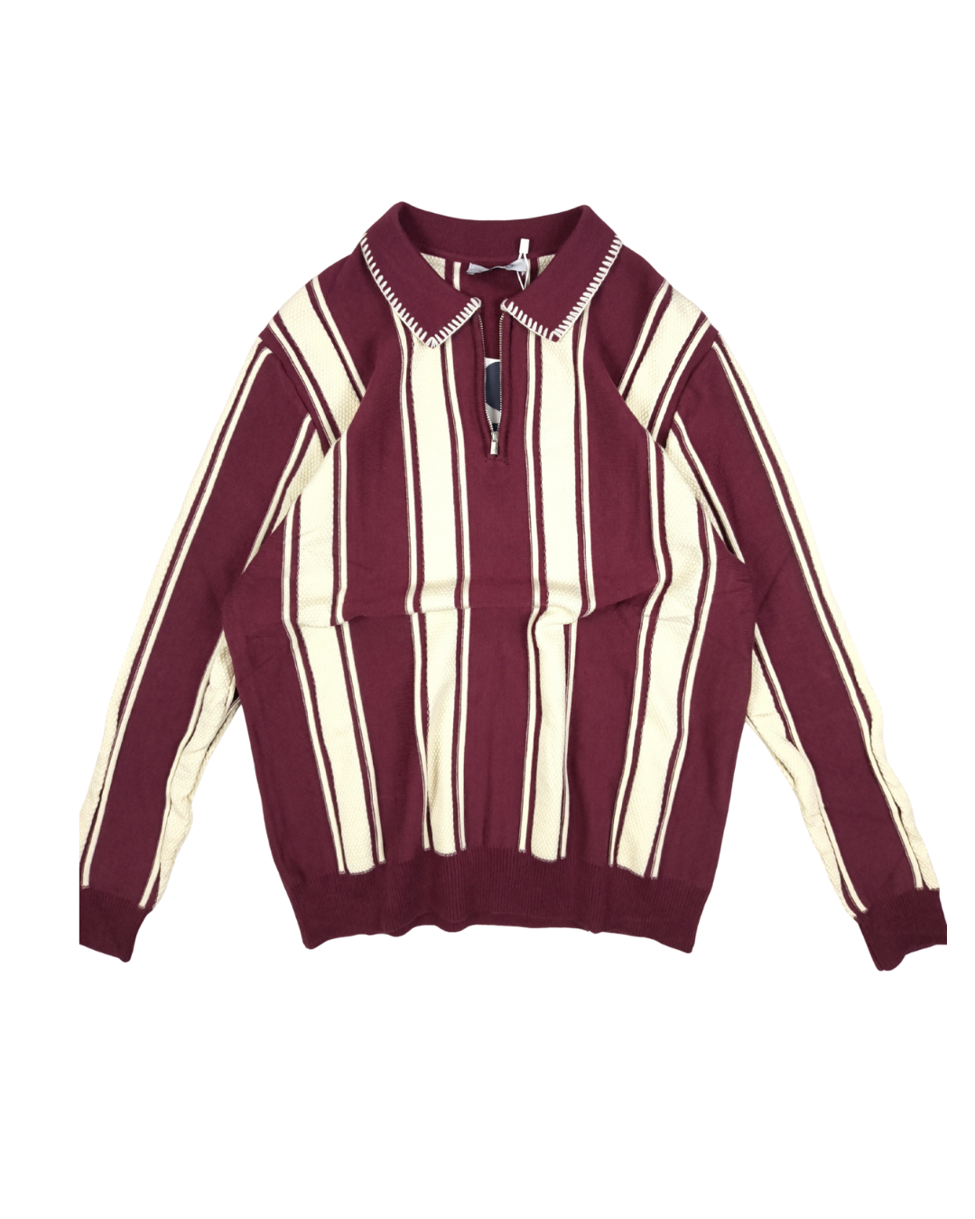 Knitted Maroon Full Sleeves Polo