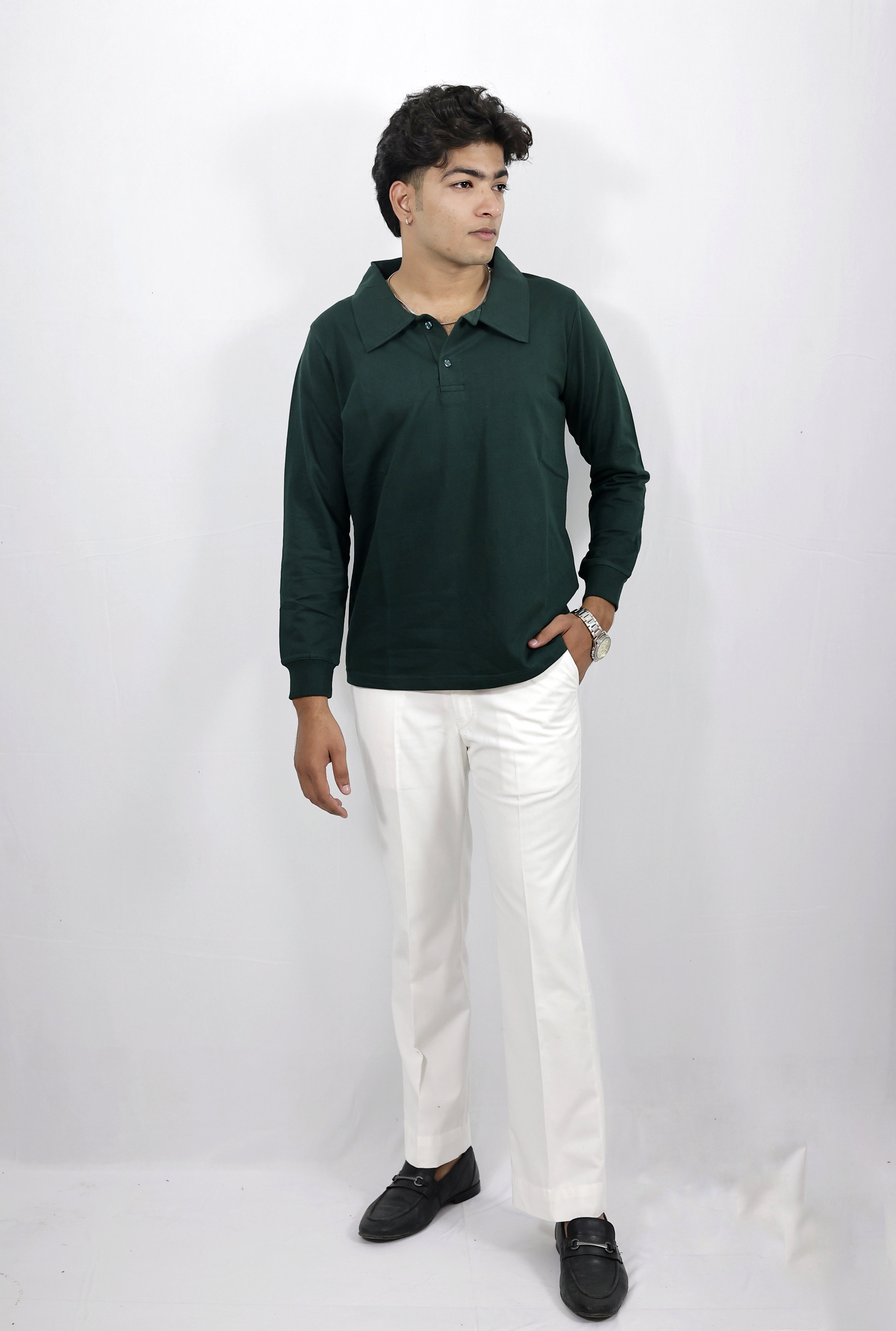 green full sleeves polo