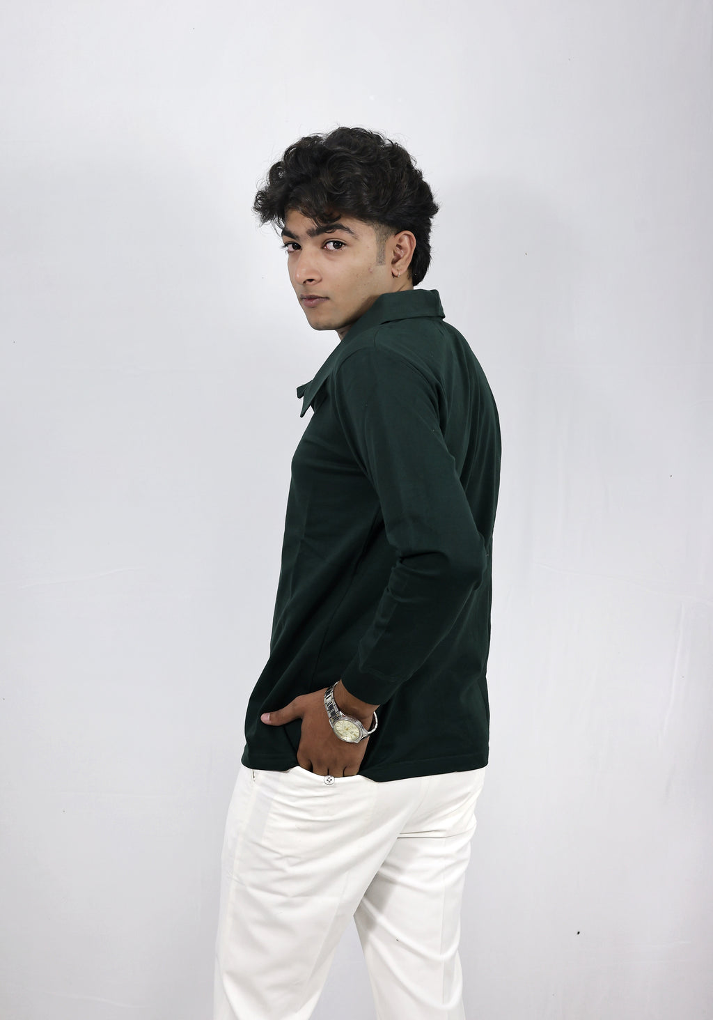 green full sleeves polo