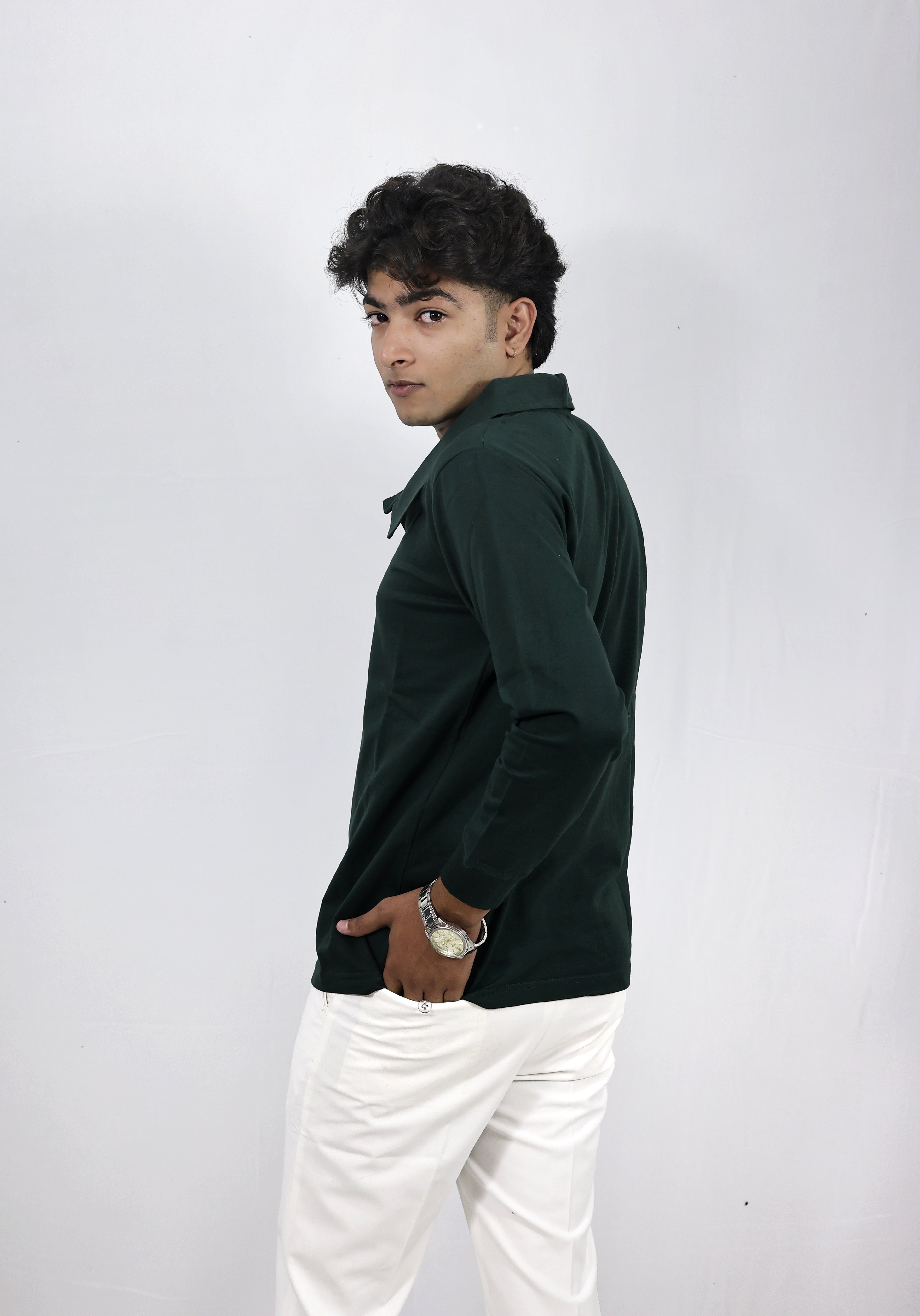 green full sleeves polo