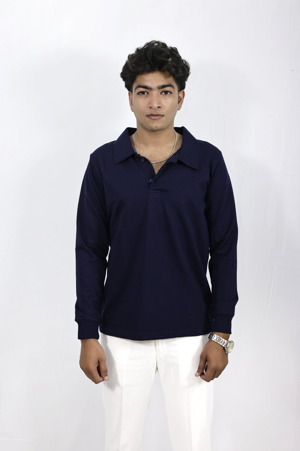 blue full sleeves polo
