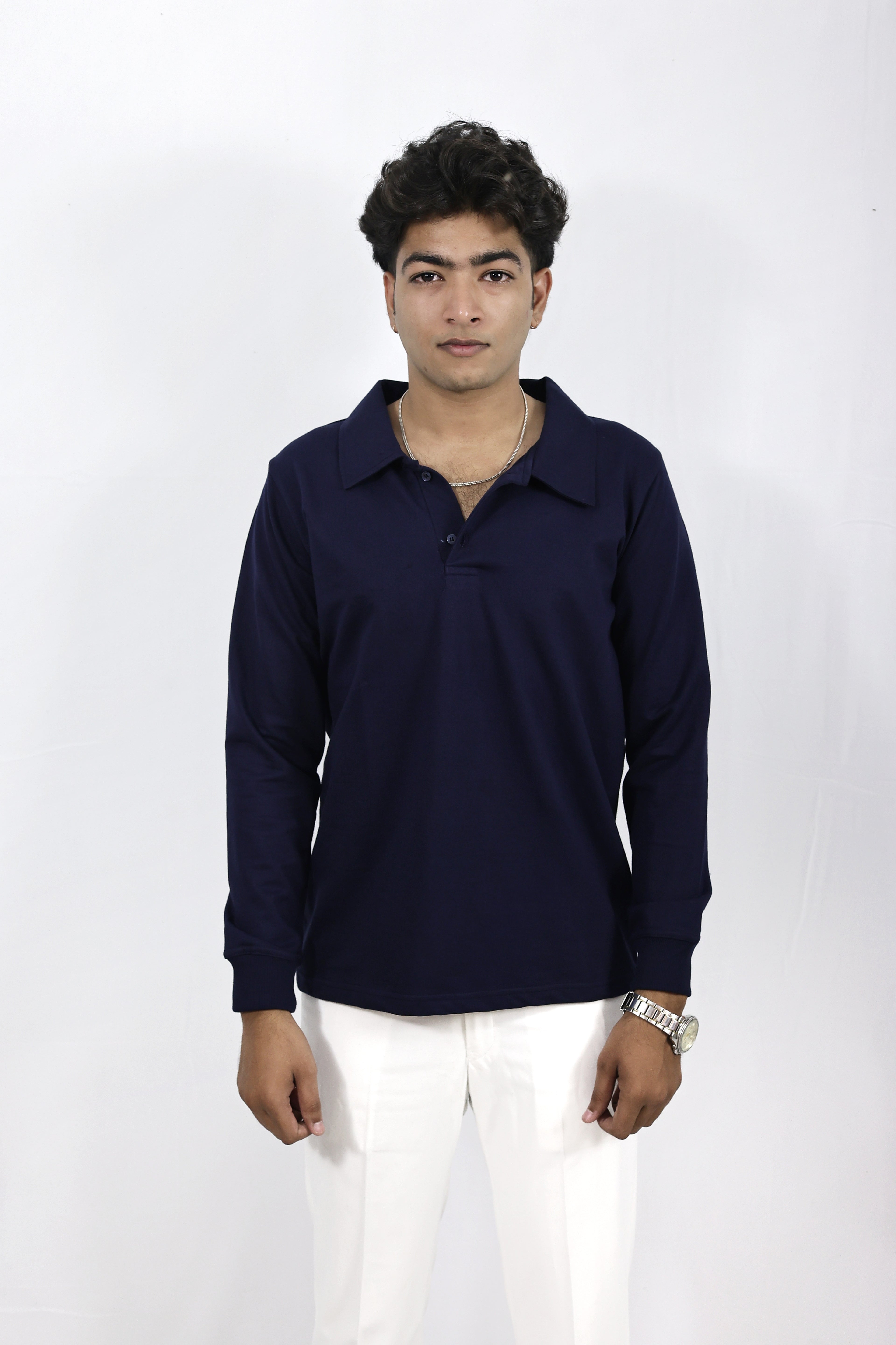 blue full sleeves polo