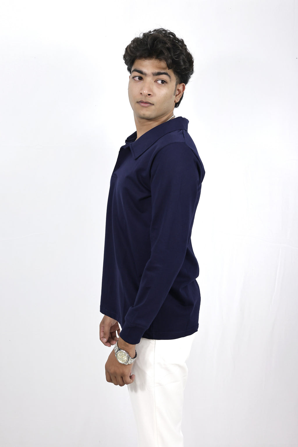 blue full sleeves polo