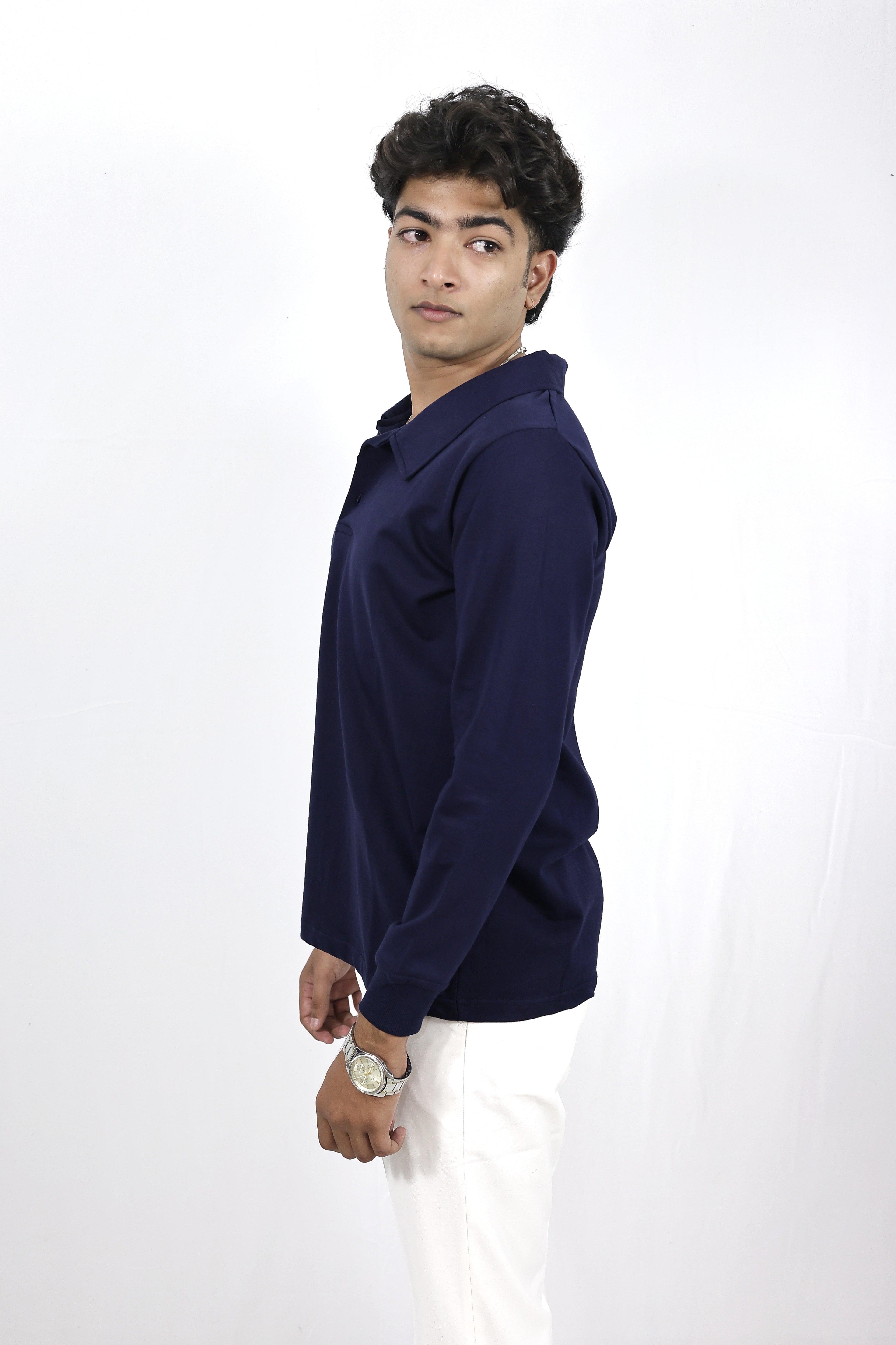 blue full sleeves polo
