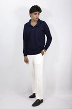 blue full sleeves polo