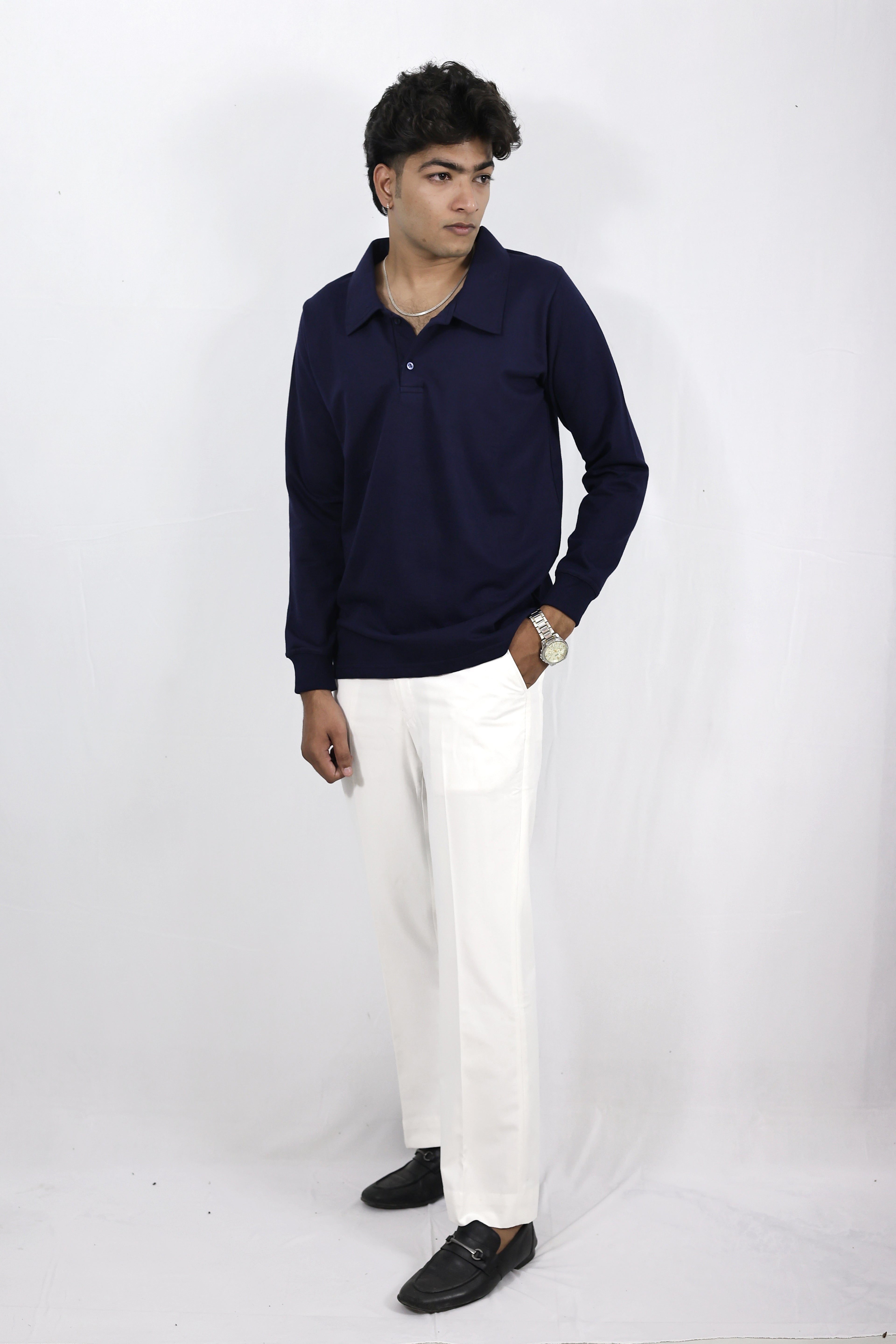 blue full sleeves polo