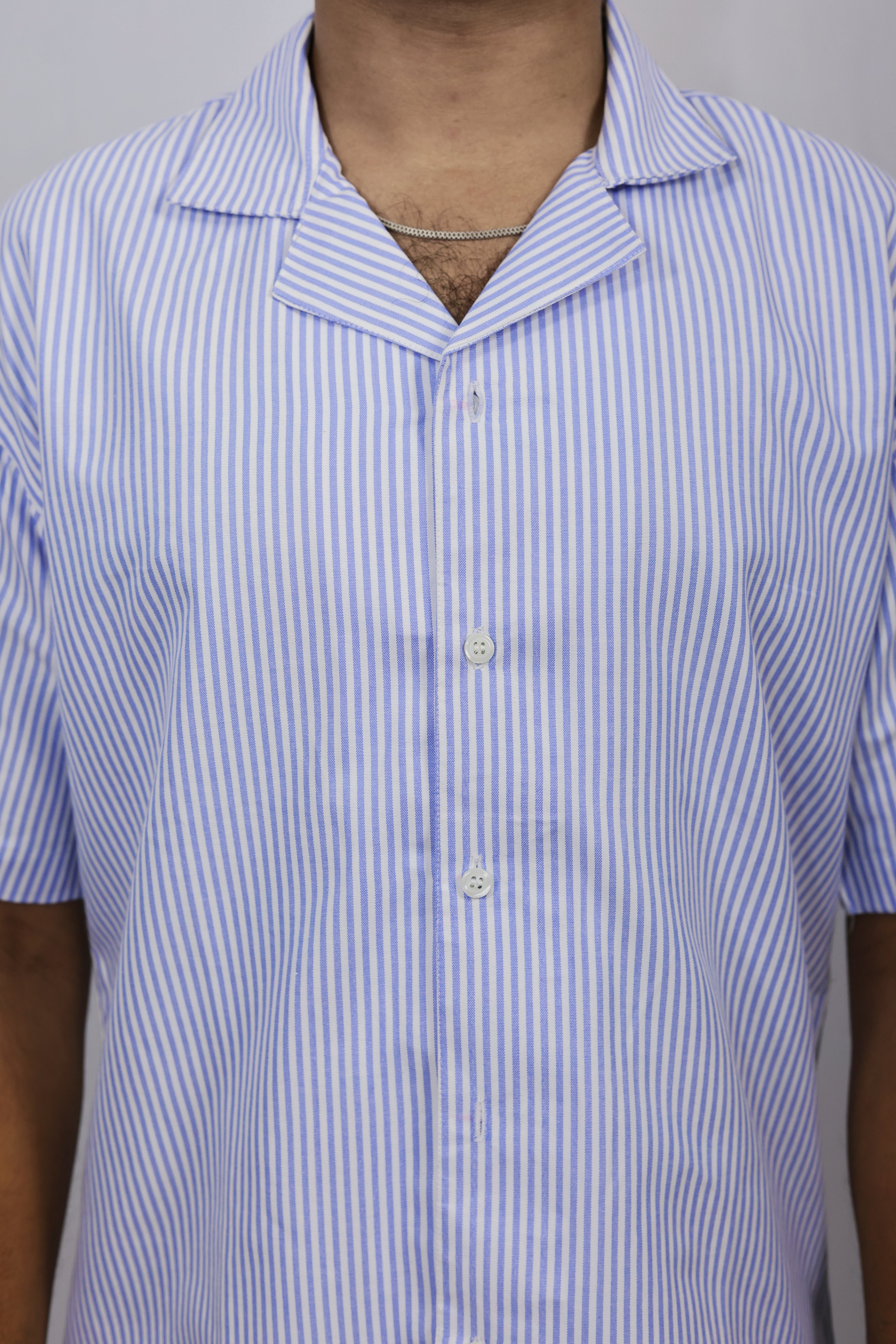 Stripes Oversized Half Shirt