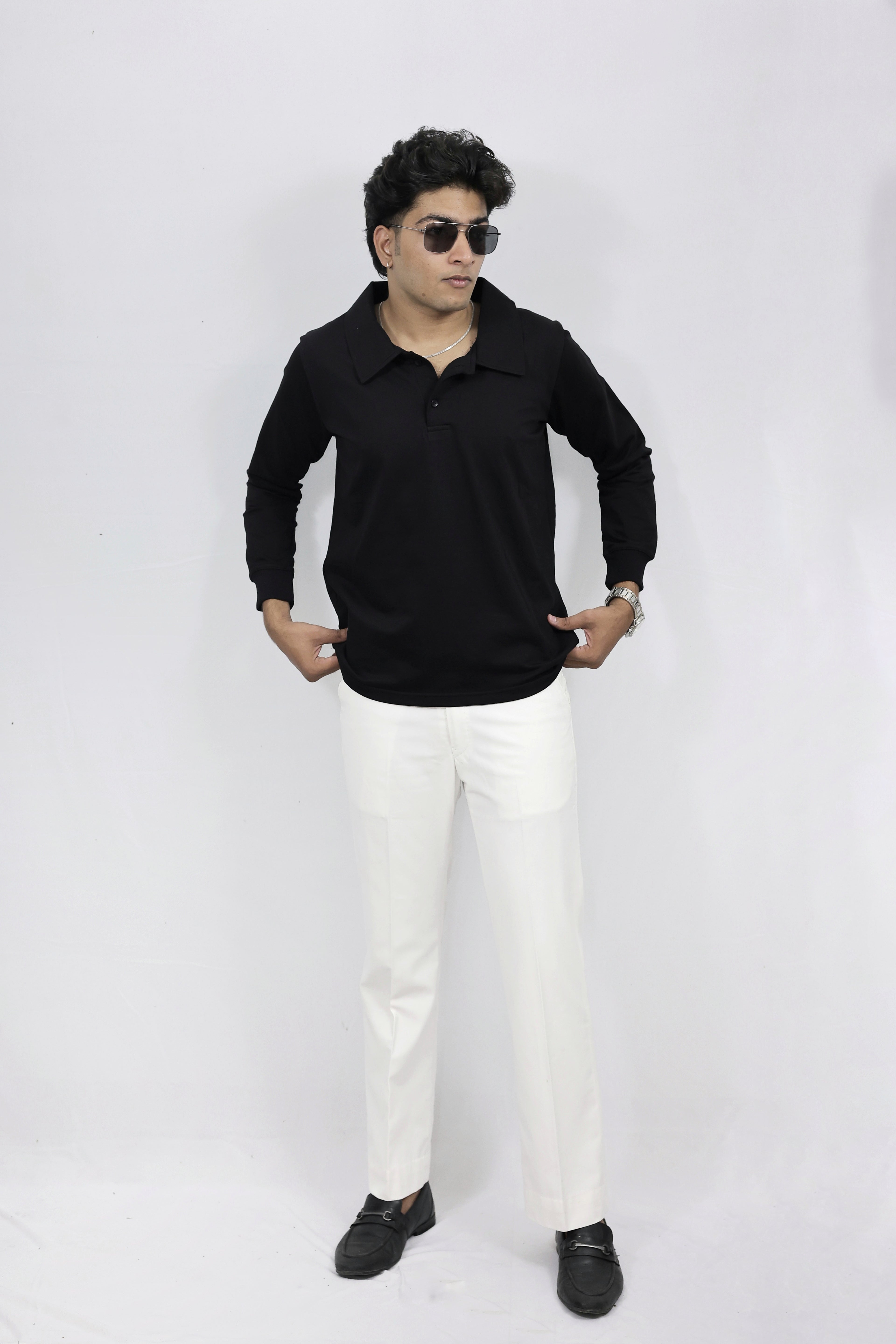 Black Full Sleeves Polo