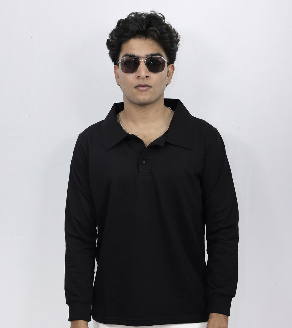Black Full Sleeves Polo