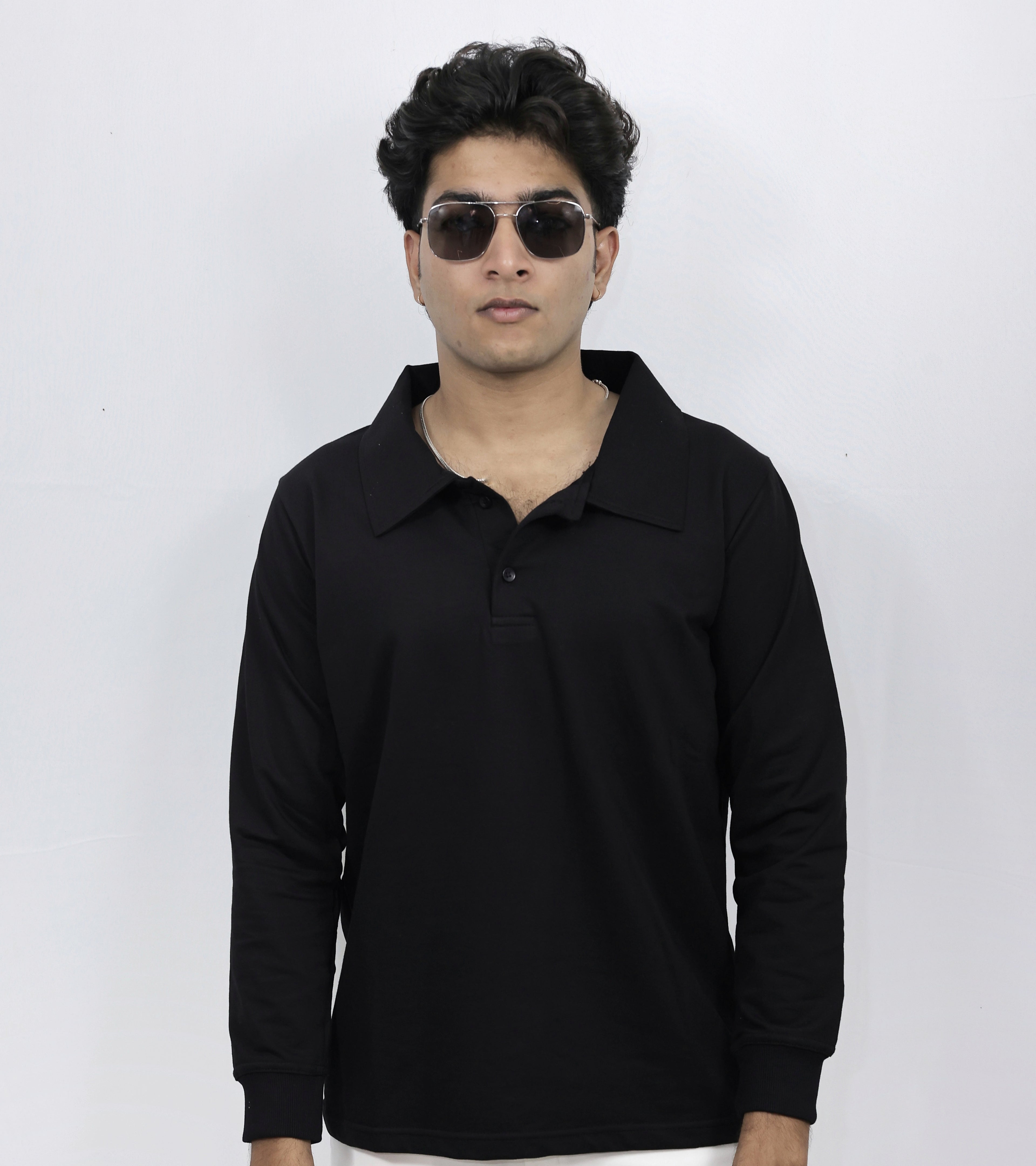 Black Full Sleeves Polo