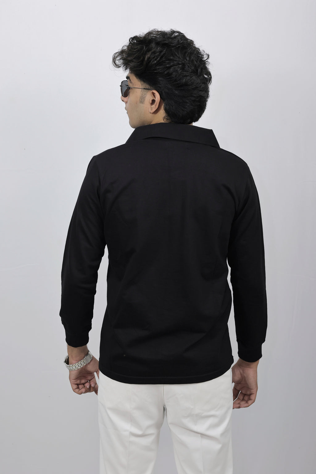 Black Full Sleeves Polo