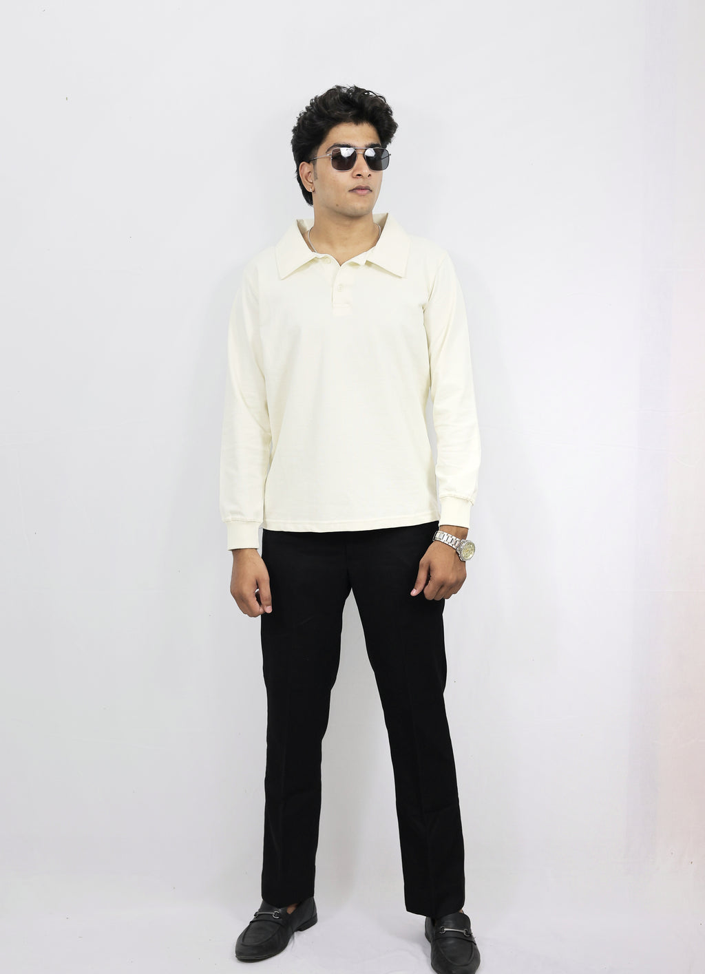 Off White Full Sleeves Polo