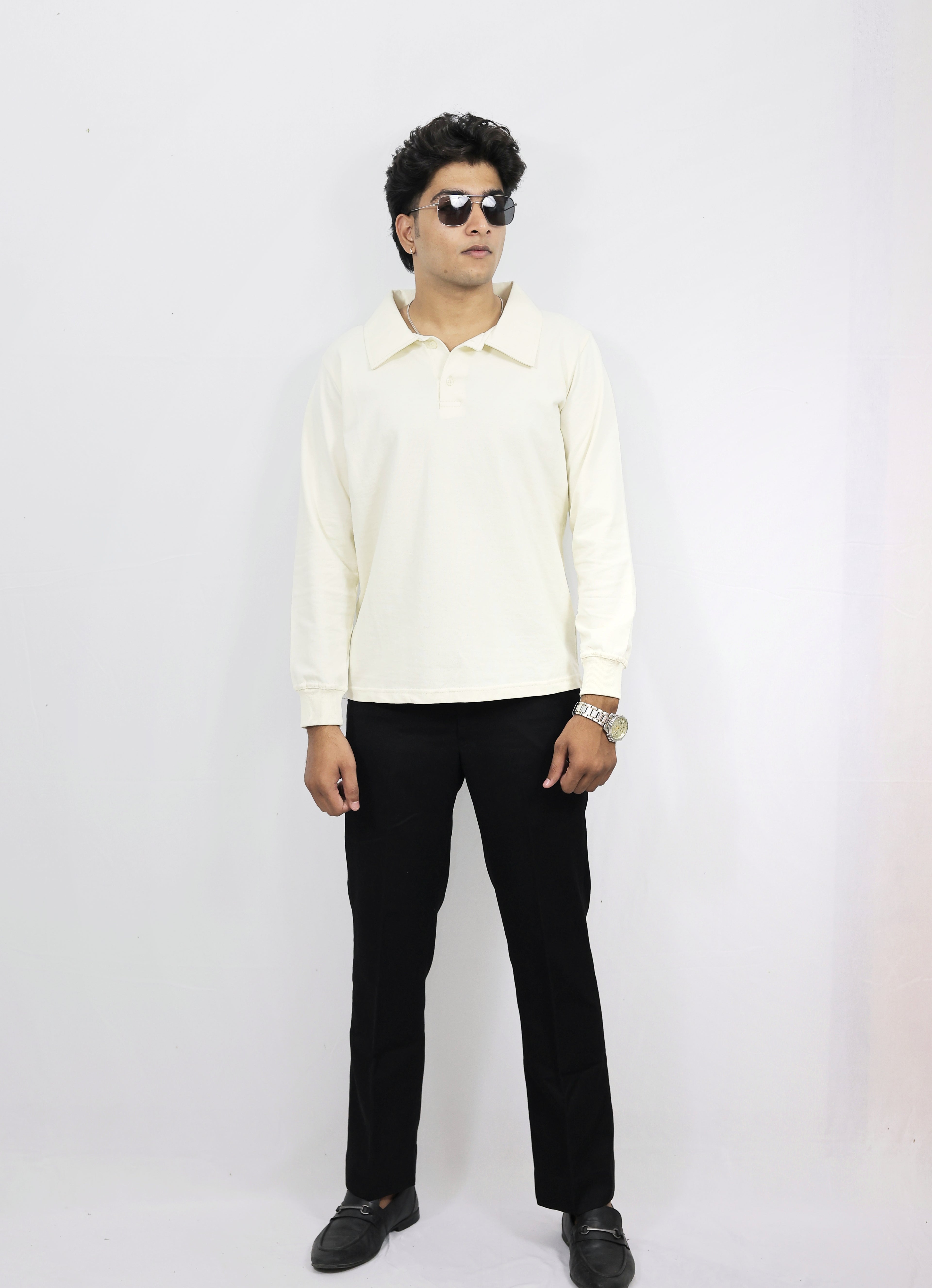 Off White Full Sleeves Polo