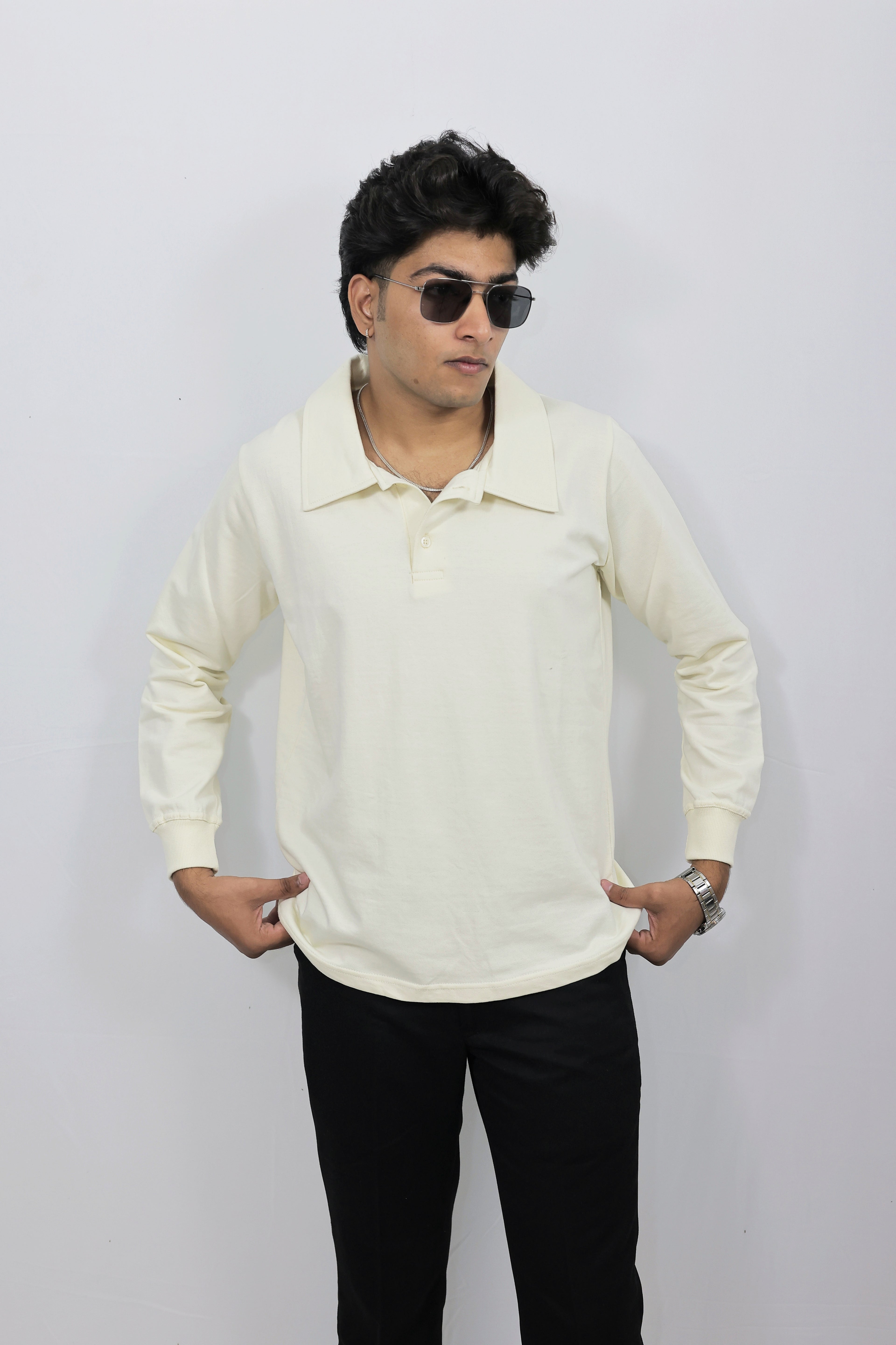 Off White Full Sleeves Polo