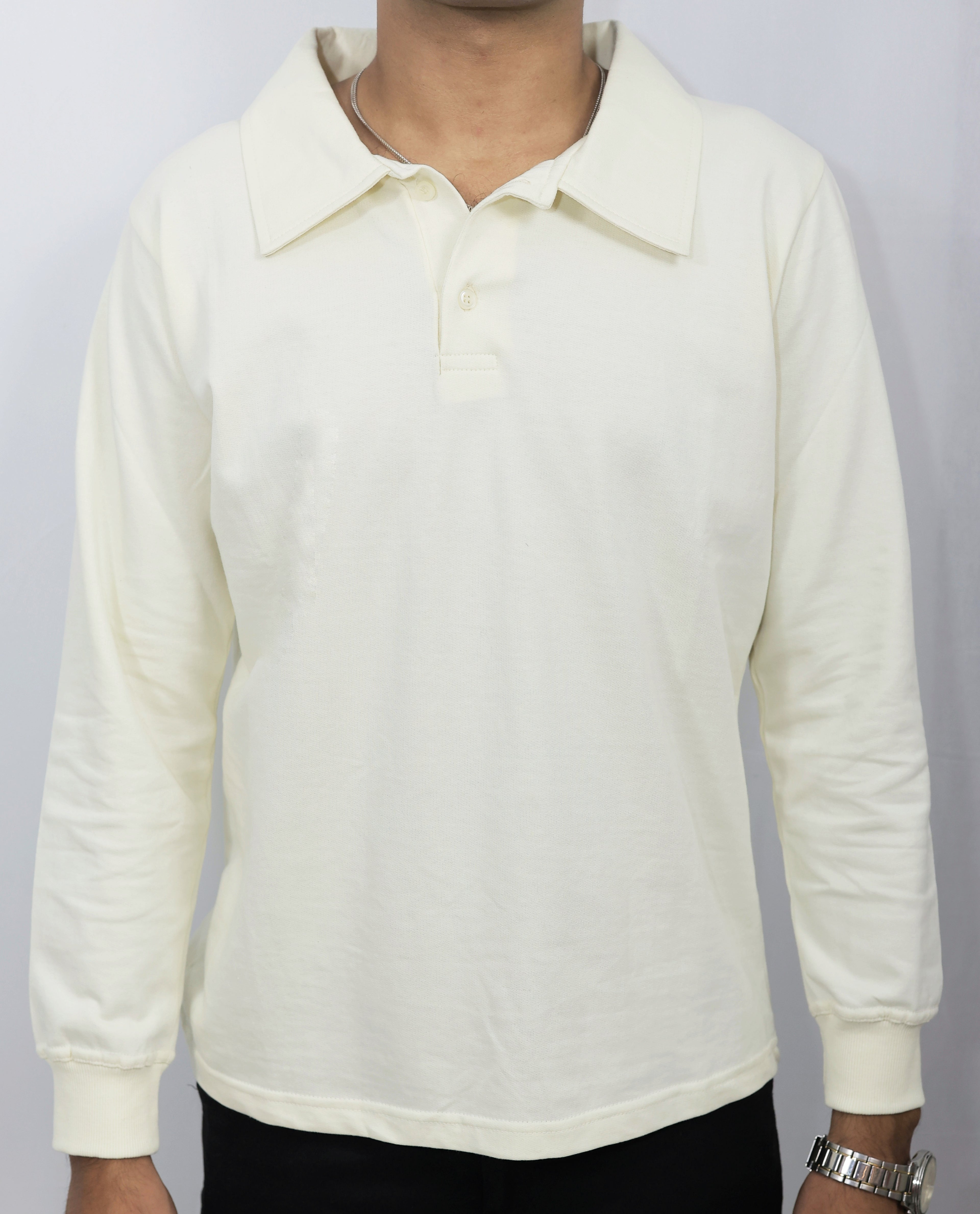 Off White Full Sleeves Polo
