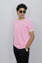 Pink Slim Fit Ribbed Tshirt
