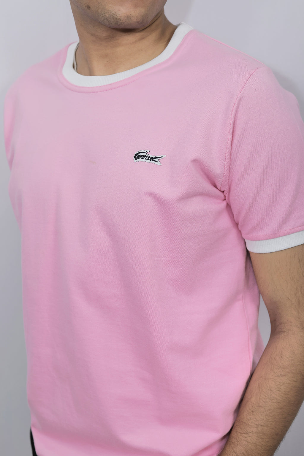 Pink Slim Fit Ribbed Tshirt
