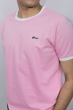 Pink Slim Fit Ribbed Tshirt
