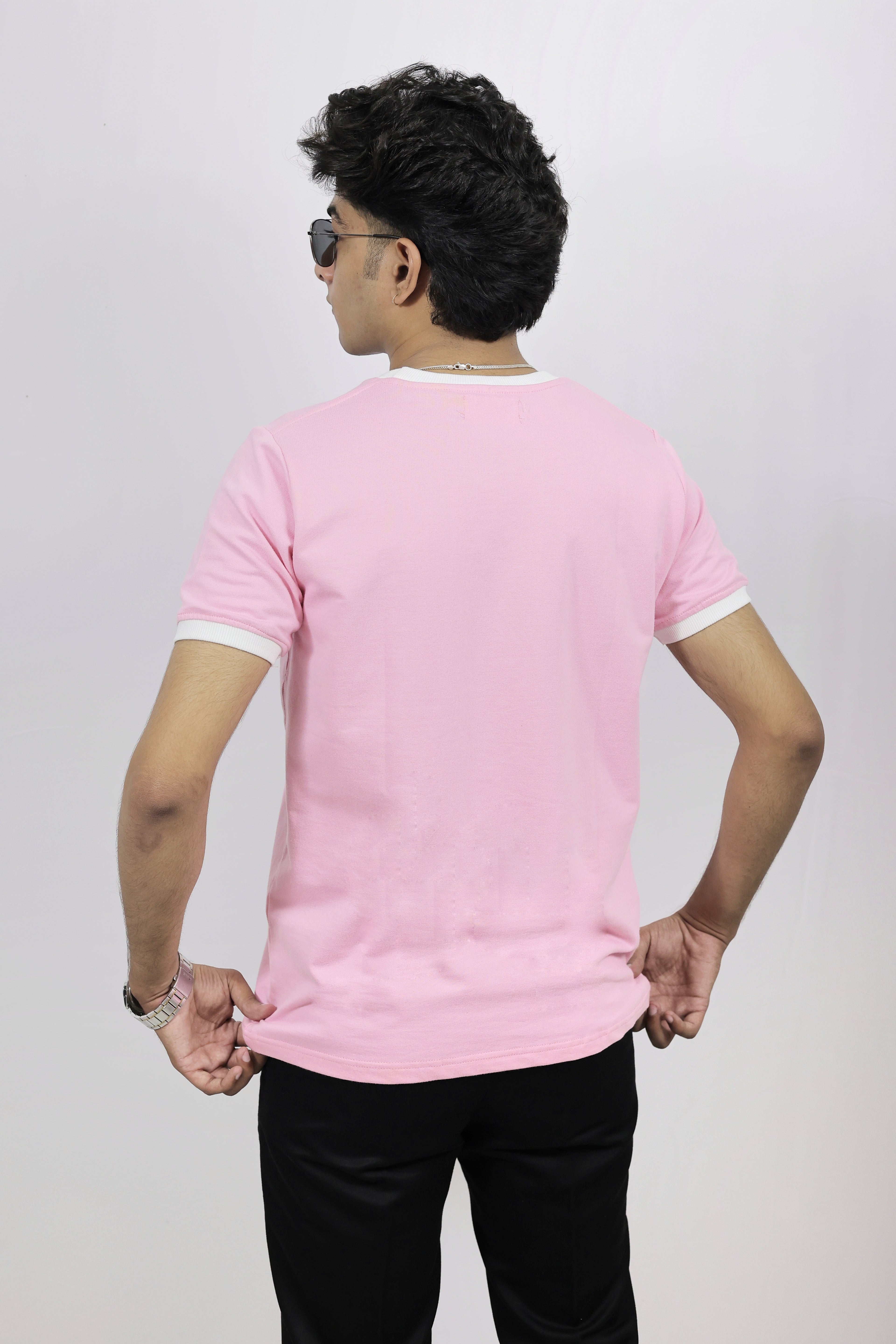 Pink Slim Fit Ribbed Tshirt