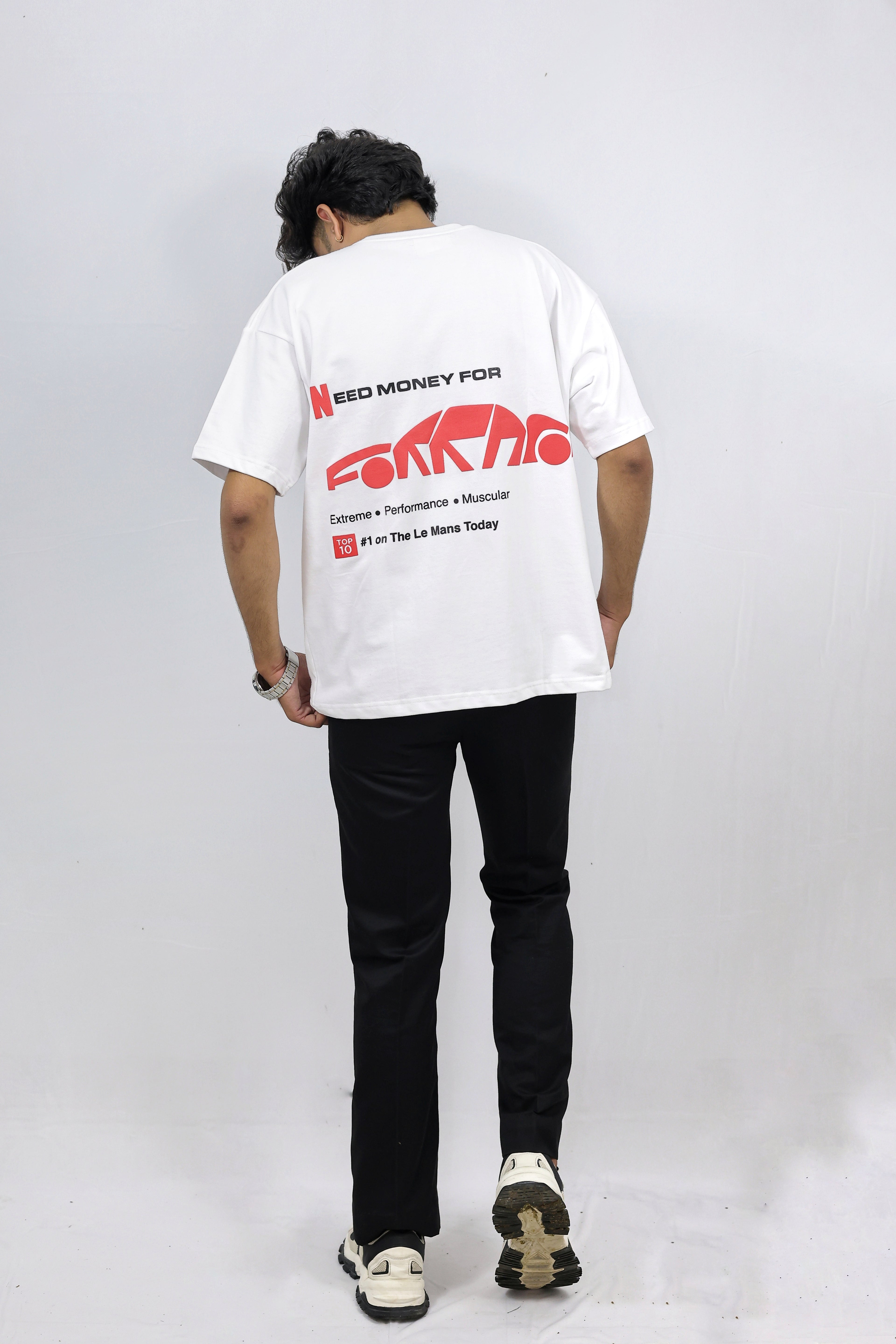 Oversized White Ferrari Tee