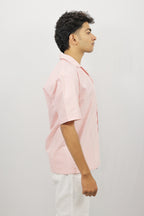 Pink Striped Oversized Half Shirt