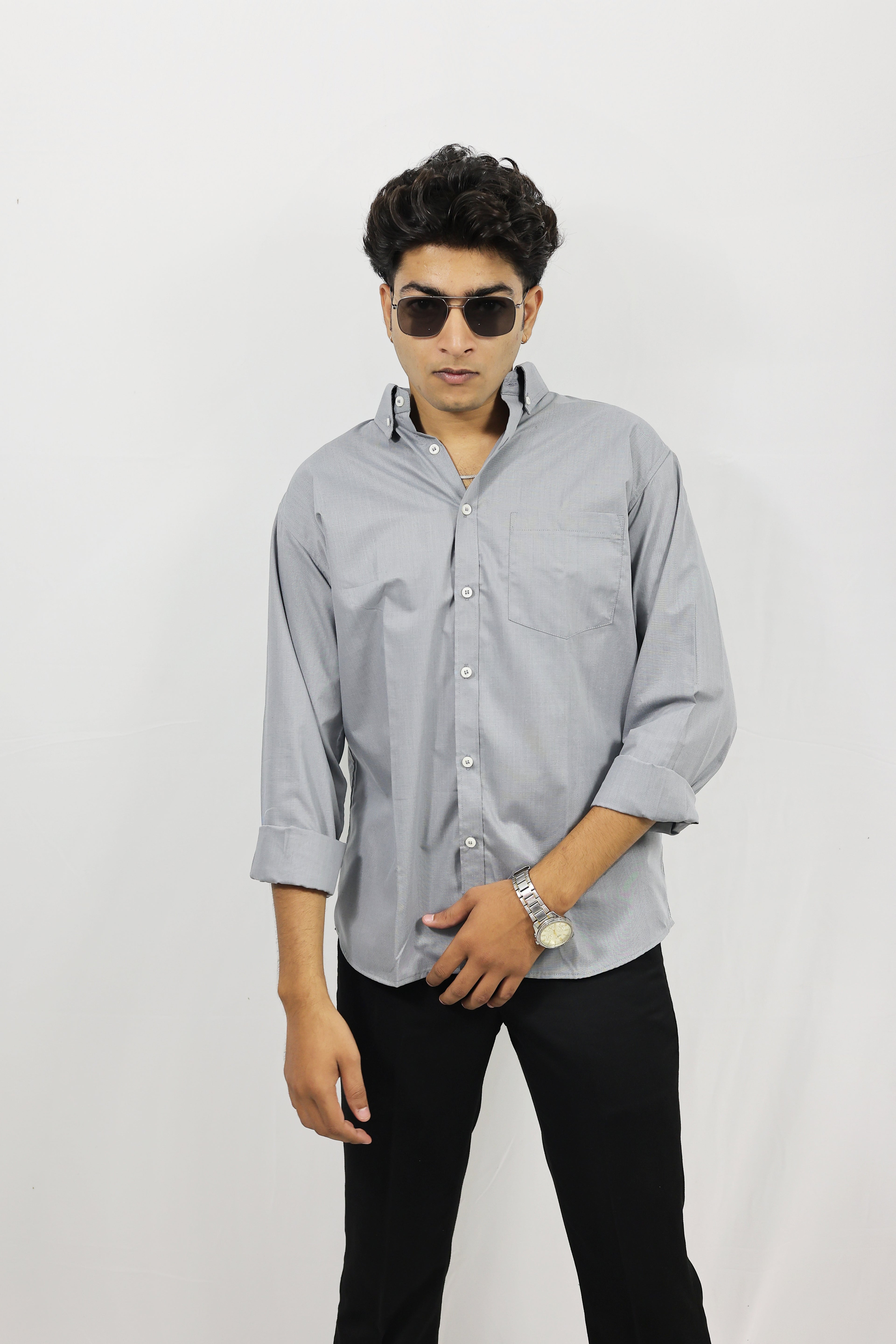 Grey Solid Shirt