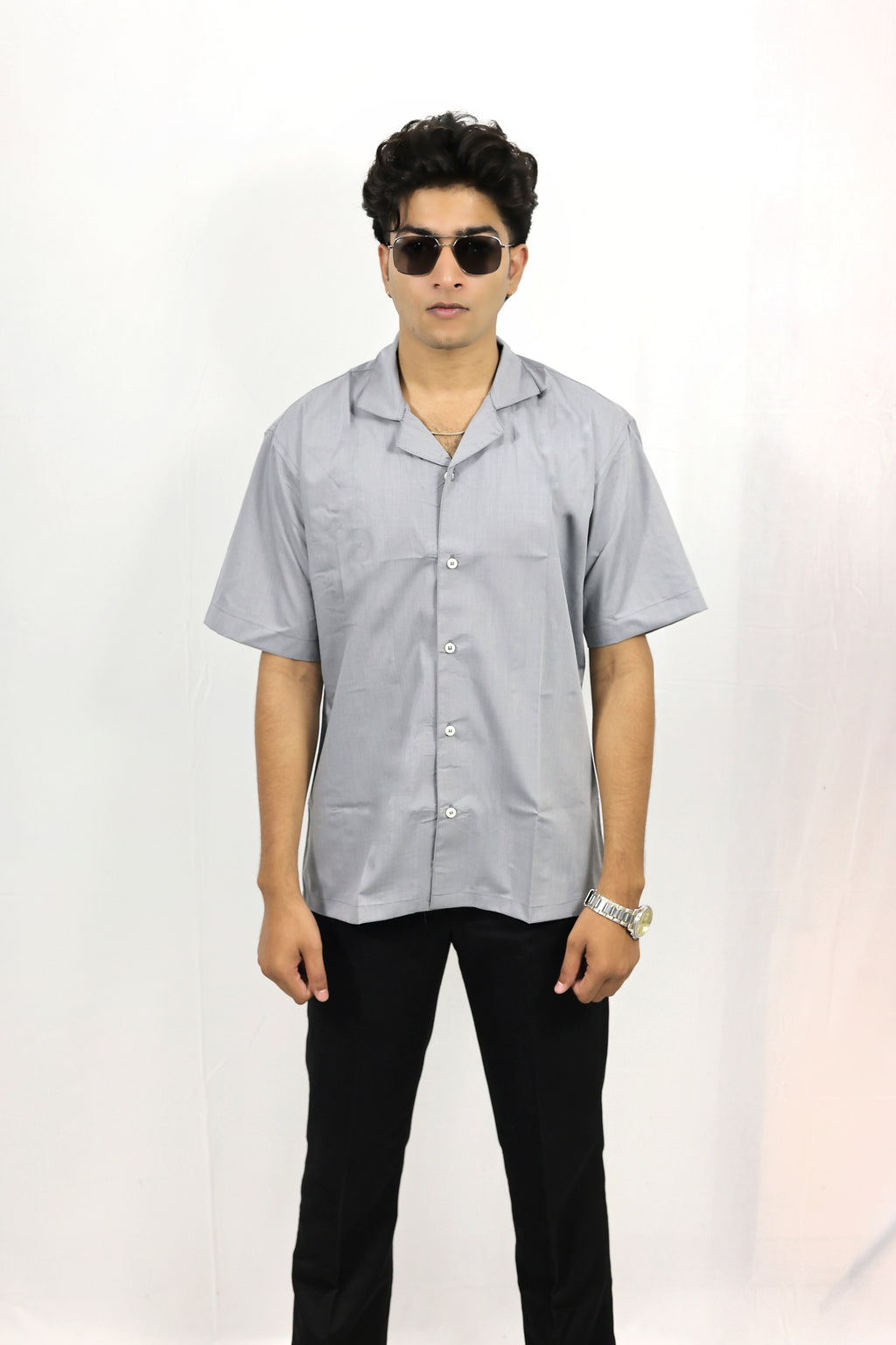 Grey Oversized Half Shirt