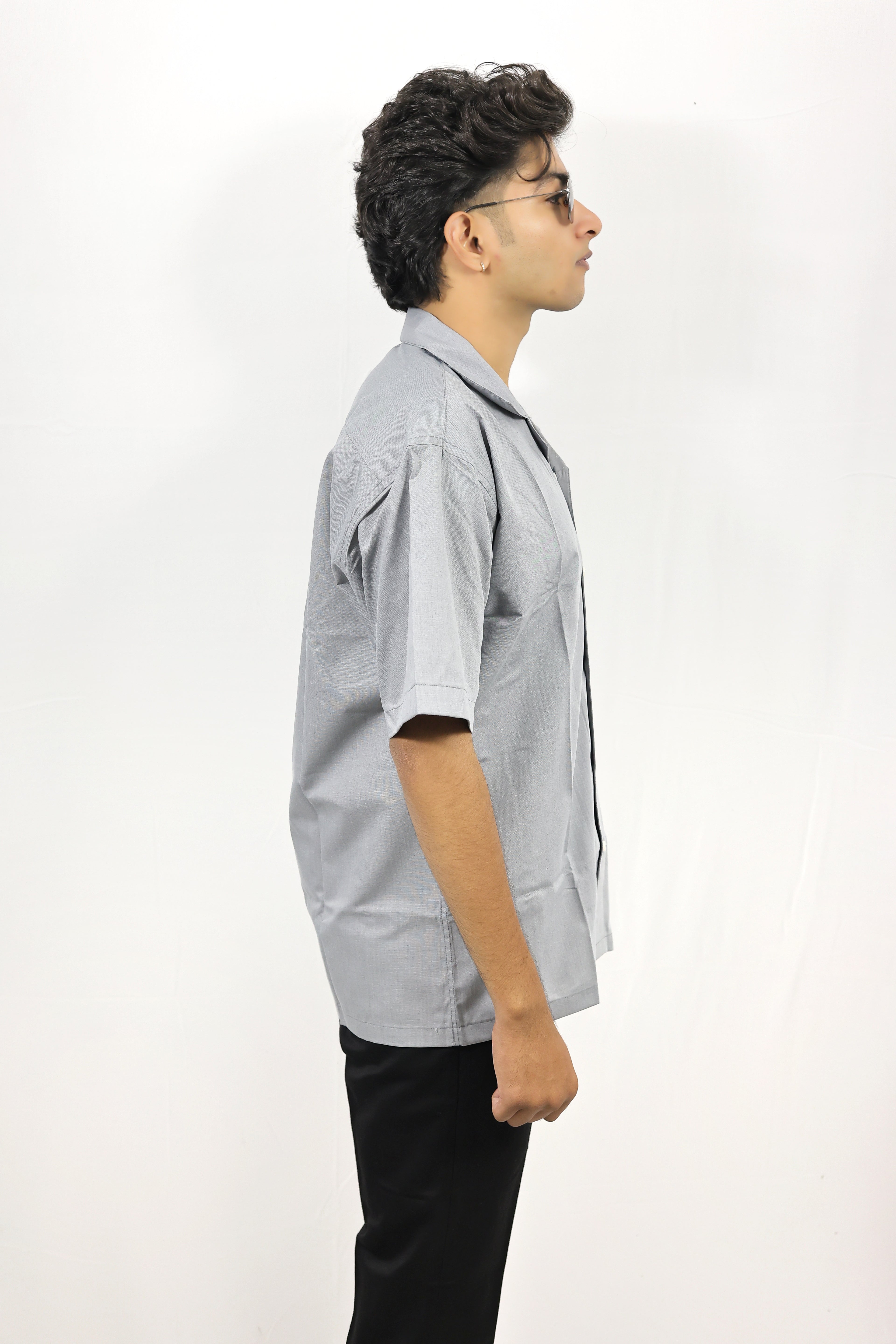 Grey Oversized Half Shirt