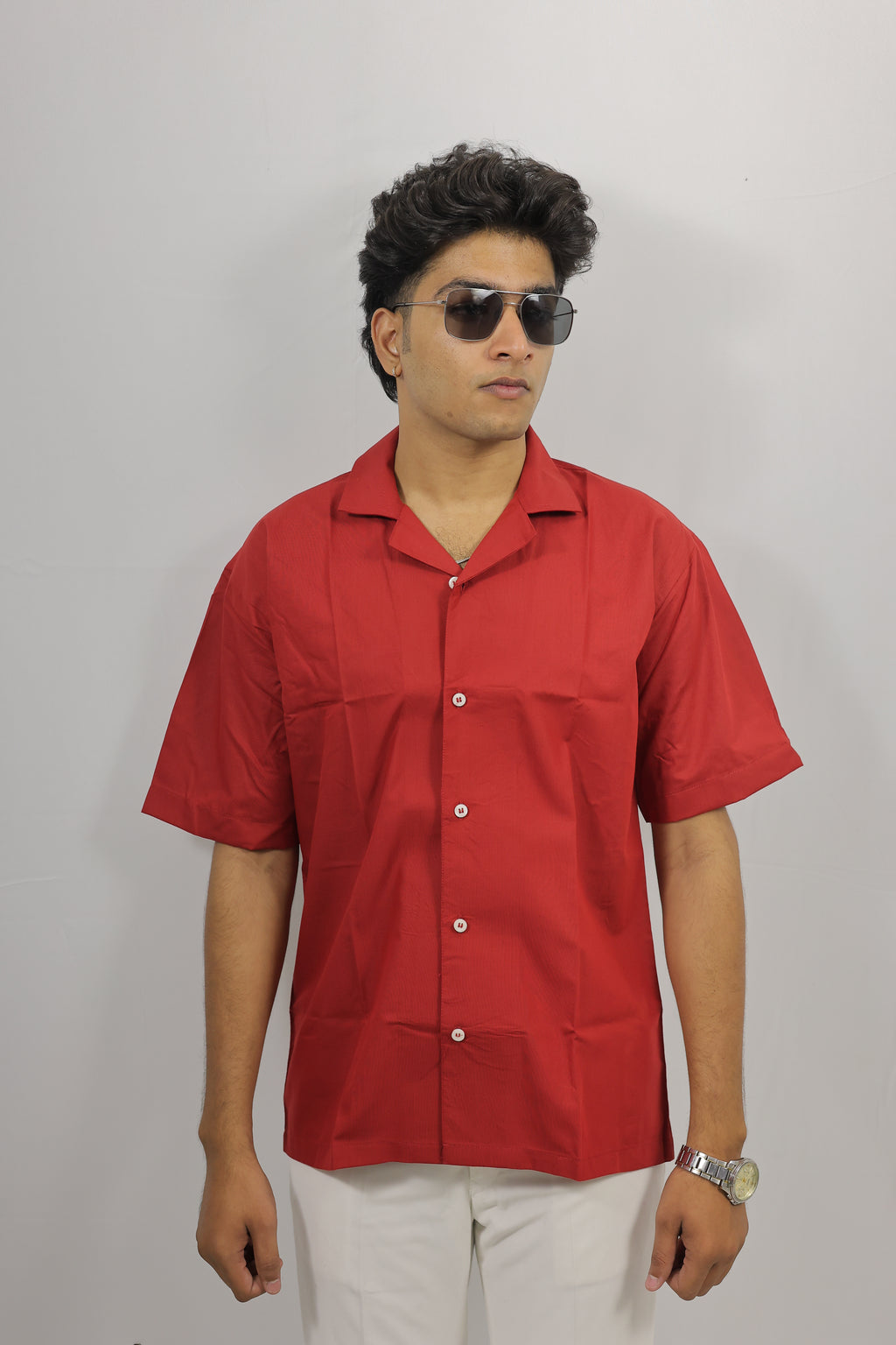 Red half sleeve shirt