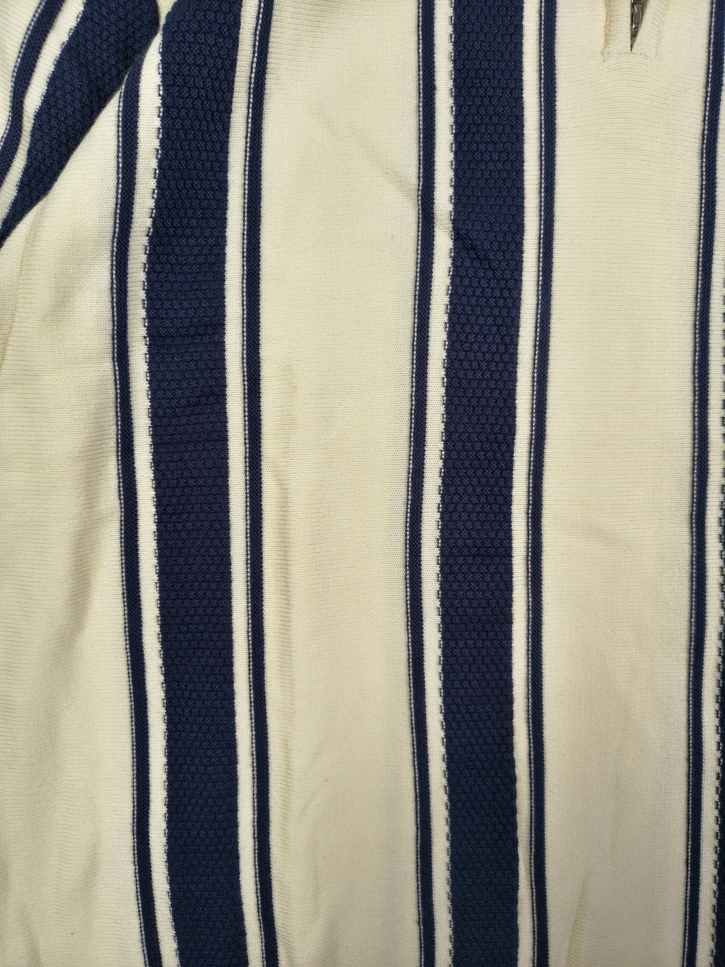 Knitted Off White Full Sleeves Polo