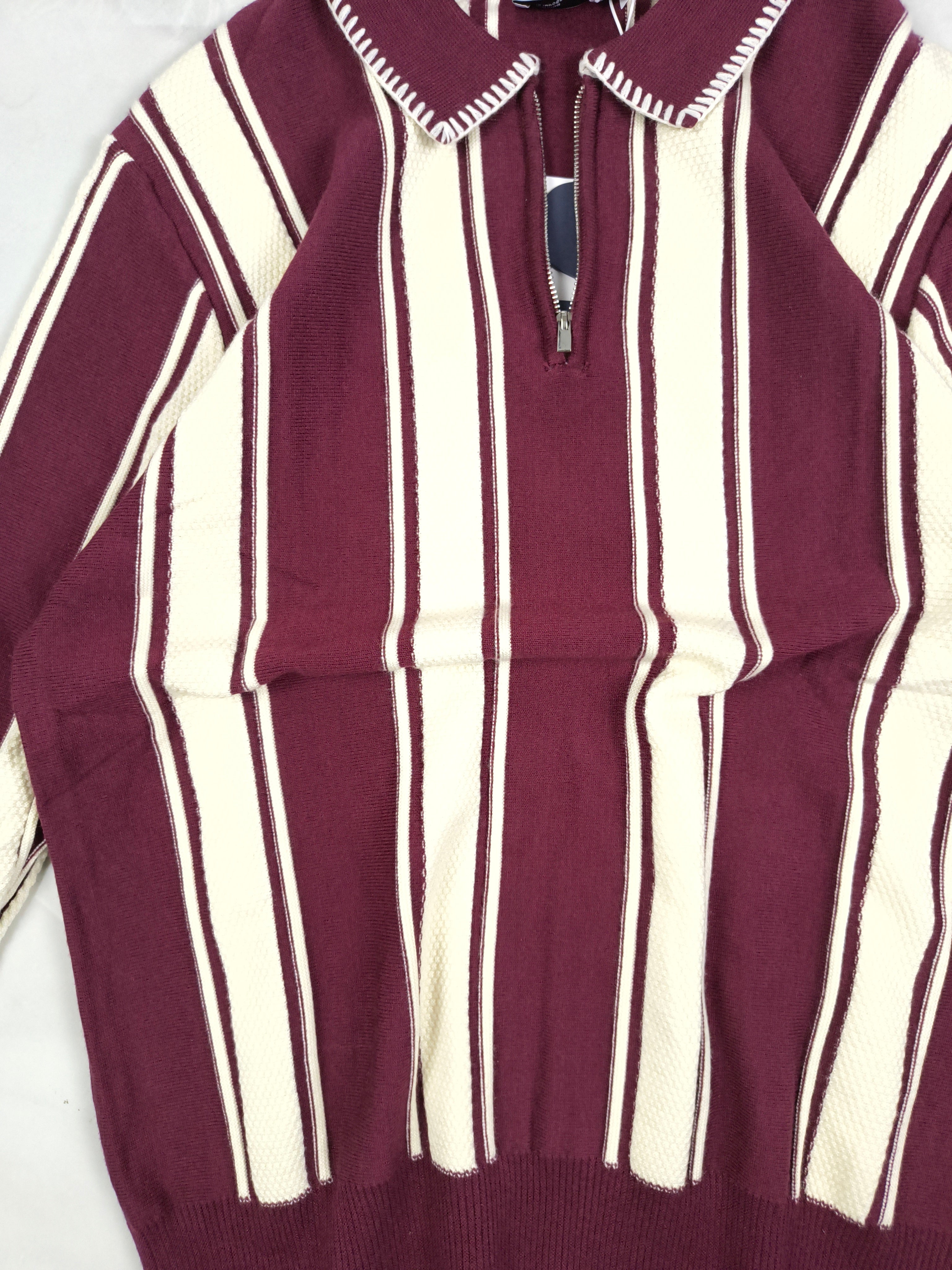 Knitted Maroon Full Sleeves Polo