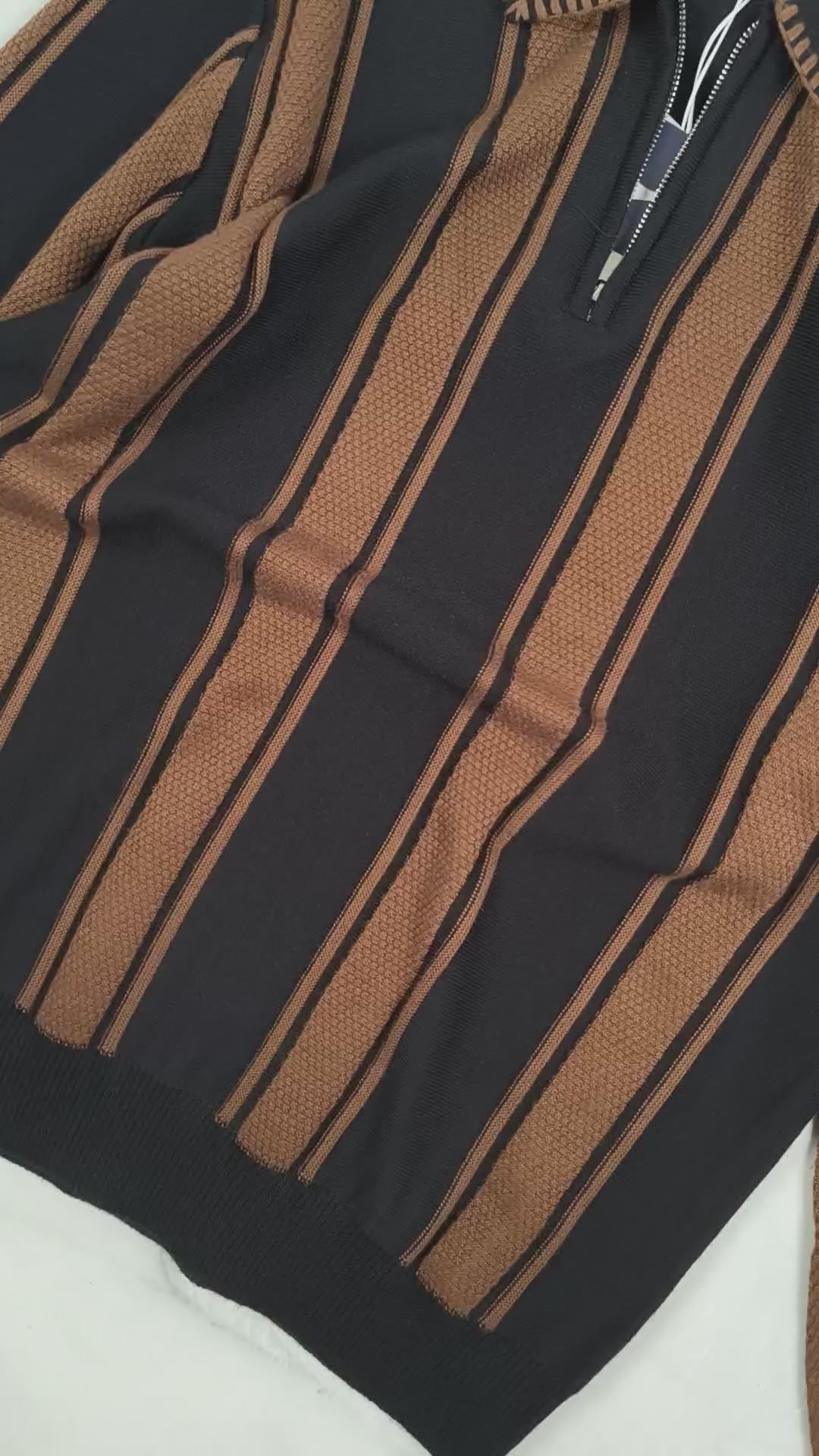 Knitted Brown Full Sleeves Polo