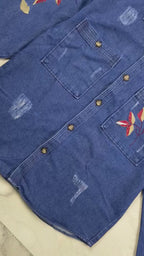 Embroidered Denim Shirt with Vintage Wash Details
